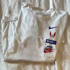 Nike Dri-Fit White USATF Short Sleeve Men's Size M